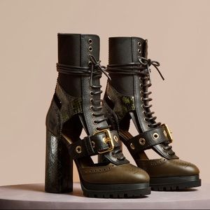 Burberry Westmarsh Leather Snakeskin Cutout Boots